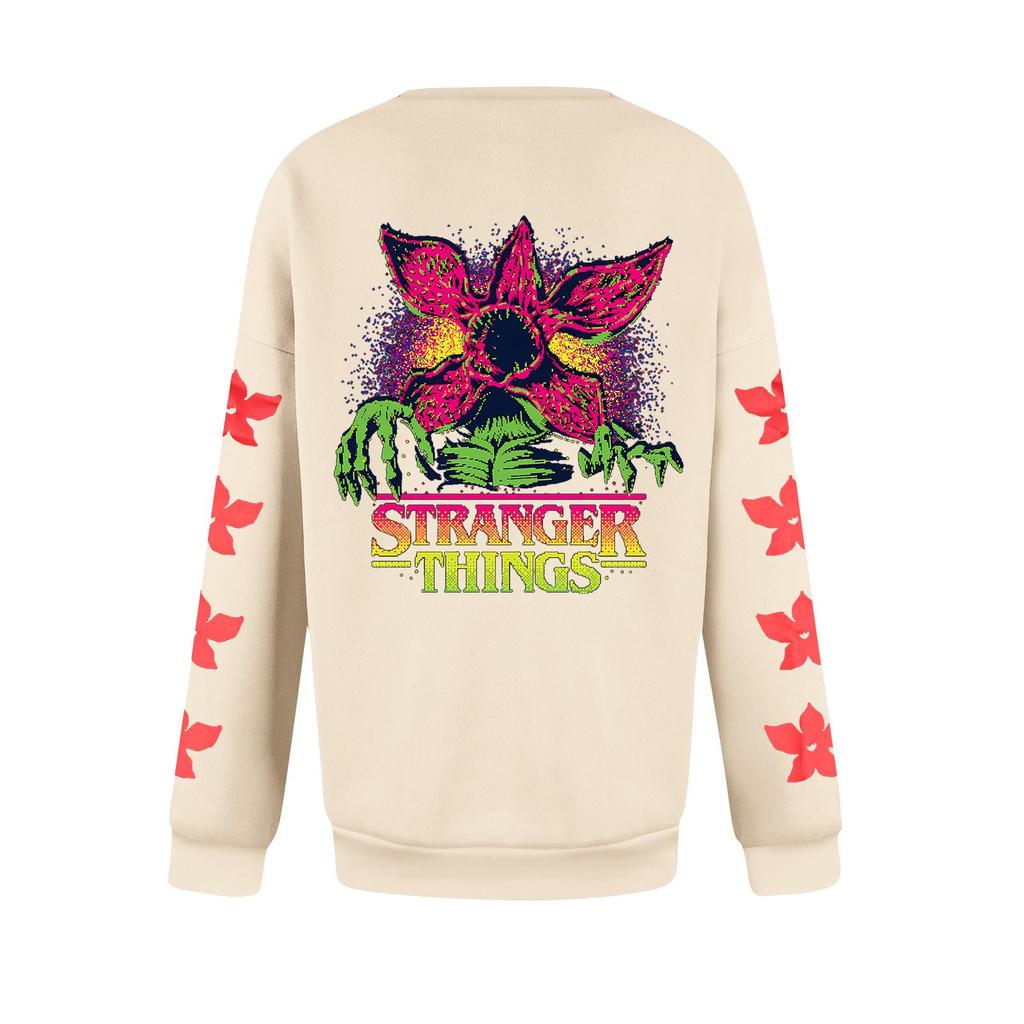 Dame Moteabel Og Casual Langermet Rund Hals Trykket Genser