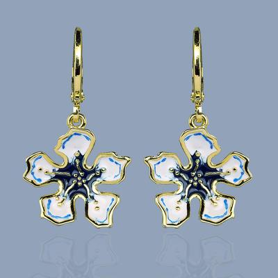 Exquisite Ohrringe für Frauen, blaue Blumen-Ohrringe, modischer handgefertigter Emaille-Schmuck, Blumen-Ohrringe, Hochzeit, Brautschmuck