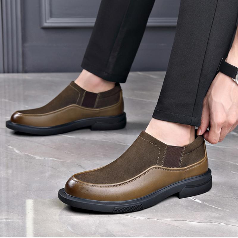 Designer Cow Suede Business Men's Dress Shoes Autumn Winter Velvet Warm Men Platform Shoes Large Size Ankle Boots Male