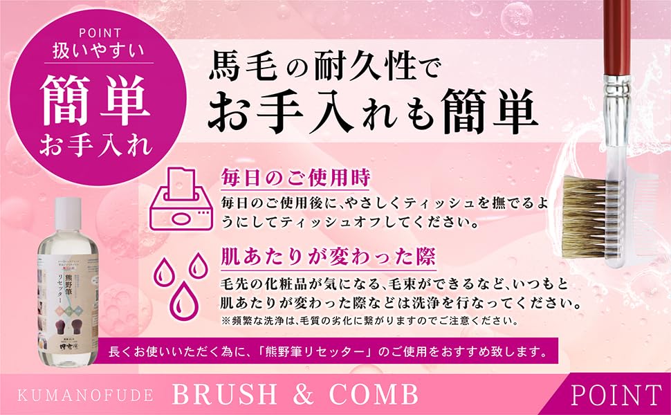 Hakuundo Kumano Brush Eyeshadow Brush, Nose Shadow Brush, Concealer Brush, Makeup Brush, Heavy-Duty, Easy To Clean, Compact Tip (Brush & Comb)