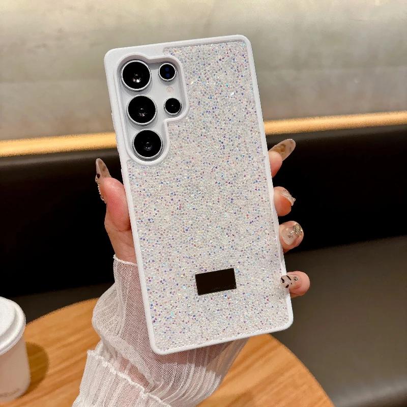 

Luxury Sparkle Glitter Diamond Phone Cases For Samsung Galaxy S26 25 S24 S23 Plus Ultra Rhinestone Shockproof Back Protect Cover Galaxy S24 белый