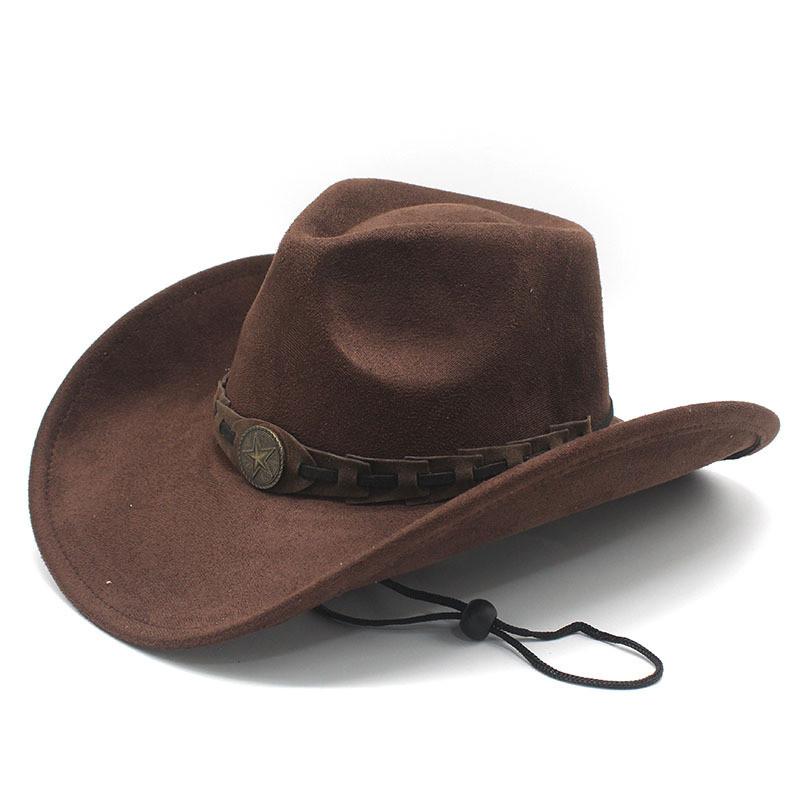 Vintage Western Cowboy Hat With Suede Fabric And Large Brim For Fashion And Sun Protection