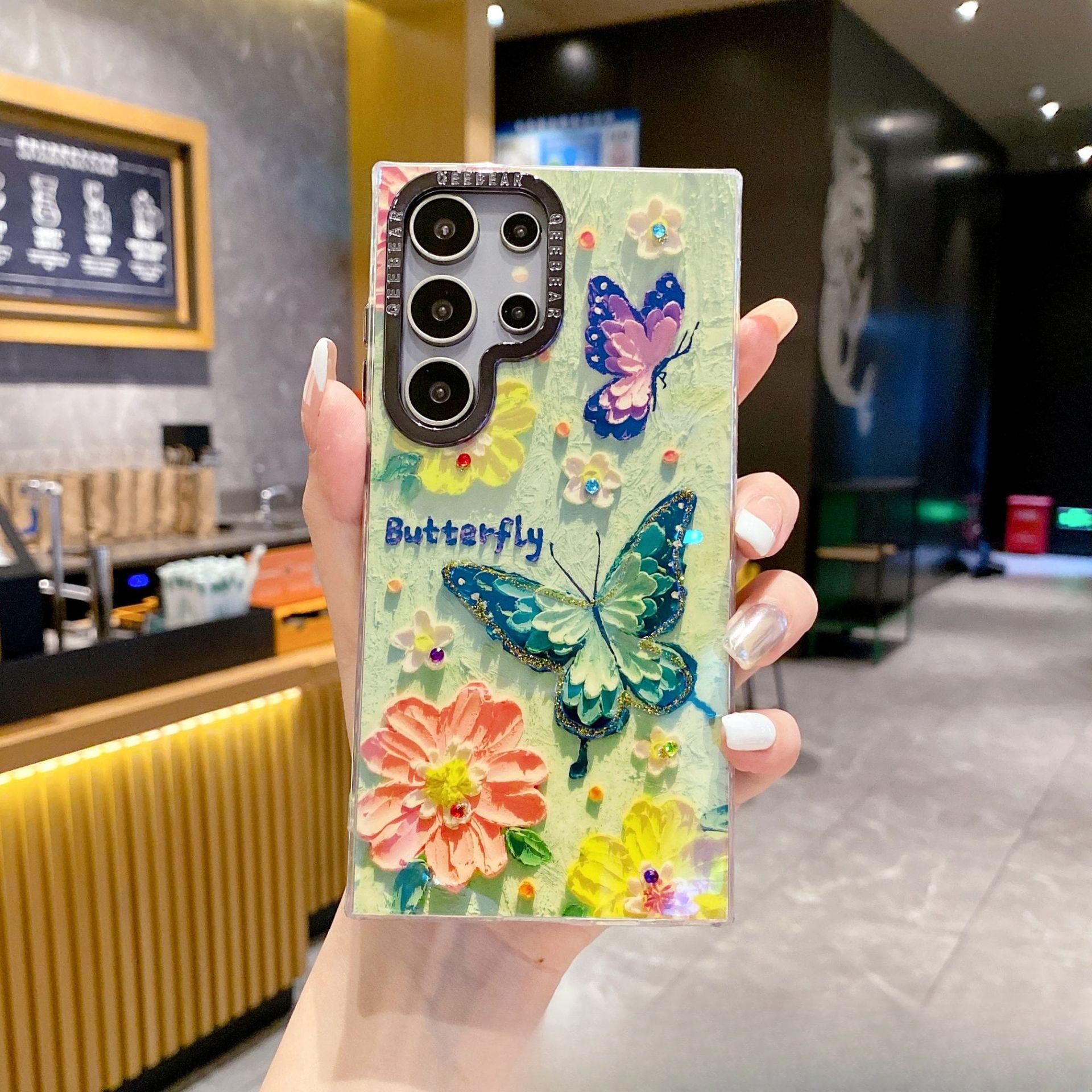 

Blue Light Three-dimensional Resin Rainbow Flower Oil Painting Is Suitable for Huawei P70PRO Phone Case and MATE60 Metal Black Frame Huawei MATE60