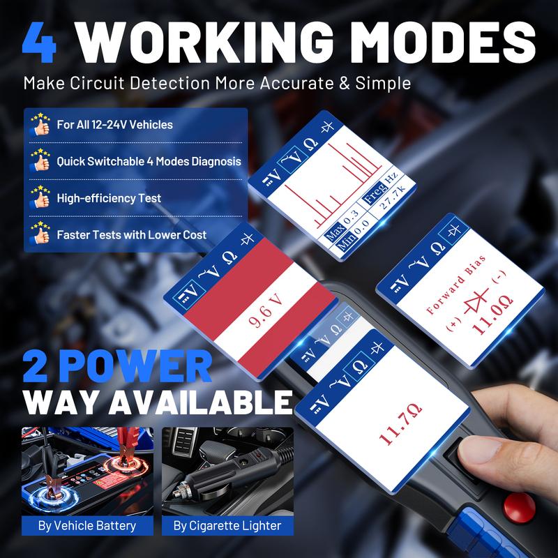 VDIAGTOOL V200 Car Electric Circuit Tester 6V-30V Automotive Power Probe Kit Electrical System Tester LCD Display Voltage Tester
