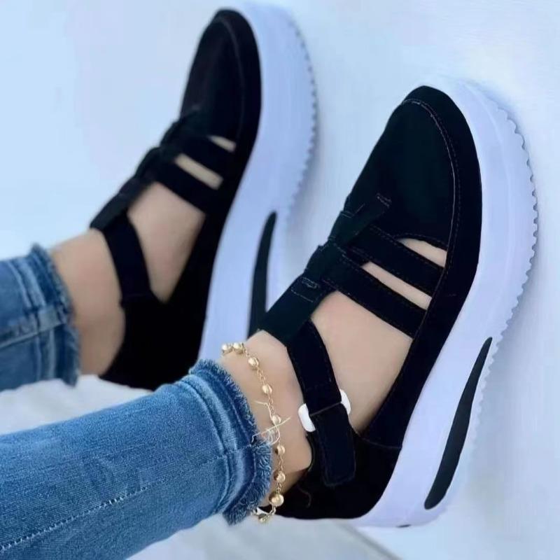 Мода лето 2024 новые женские дышащие сетчатые танкетки повседневные спортивные туфли — фото 6