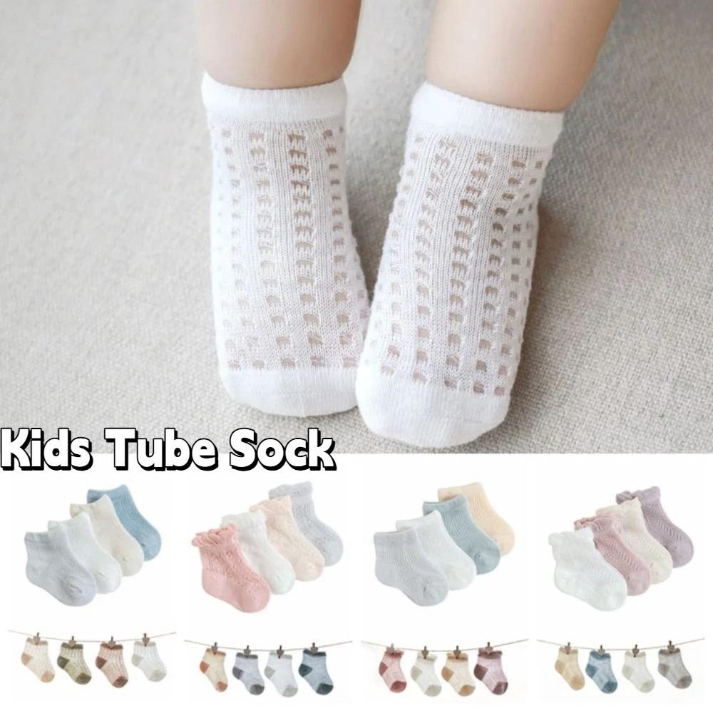 4Pairs Hollow Baby Ruffle Socks Cotton Toddle Short Socks Sweet Kids Mesh Tube Socks Baby Girl