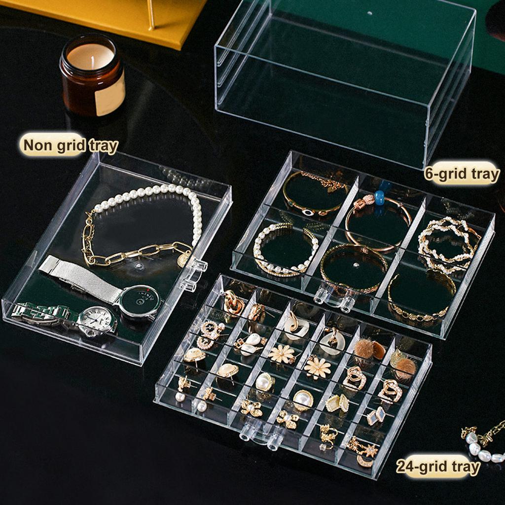 1pc Jewelry drawer storage box, transparent display box, earring, ring, necklace organizing container with compartments