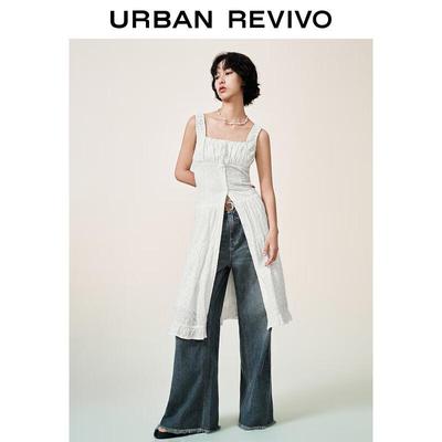 UR 2024 Summer Pleated Jacquard Sleeveless Dress