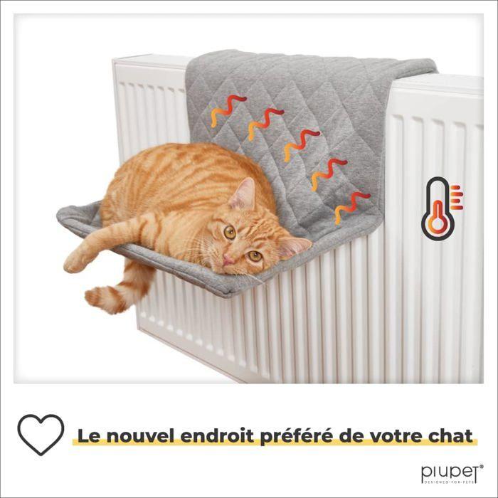 Hamac Pour Chat - PIUPET - Modèle Radiateur - Support Jusqu'à 12 Kg - Housse Lavable - Gris