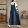 Vintage Denim Maxi Dress Women Plus Size Loose Casual Basic Sleeveless Long Dress Cotton