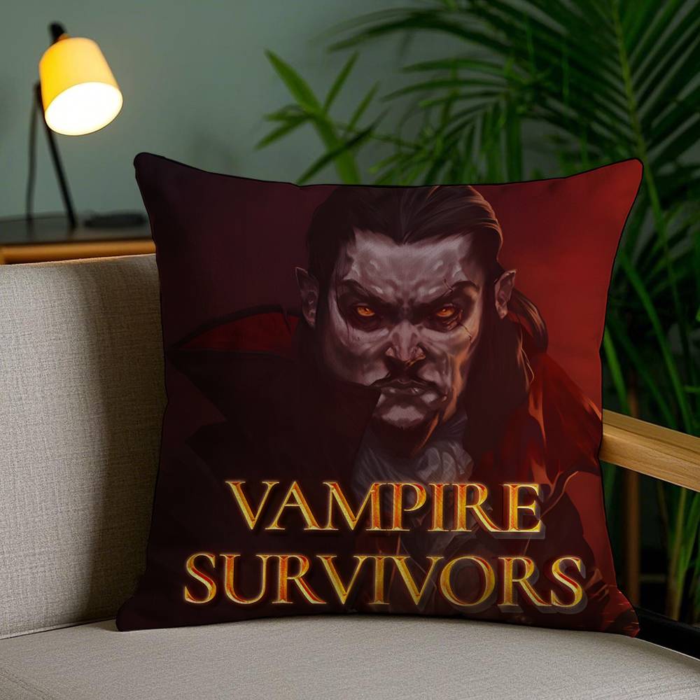 Game Vampire Survivors-S Pillow Case Anti-dustmite Pillowcase Invisible Zipper Silky Short Plush Sofa Cushion Cover