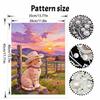 DIY 3D Pearl Diamond Painting Art Set Cowboy Cat Sunset Landscape Home Decor Art Set Wall Art