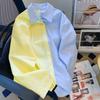 Spring and Autumn New Yellow Collar Blue Shirt Salt Girl Long Sleeve Fashion POLO Collar Loose Korean Casual College Style