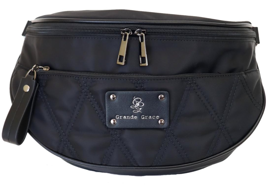 

Grande Grace Shoulder Bag Body Bag Gunmetal Nylon Women s B Wide/Shoulder Zipper/Black