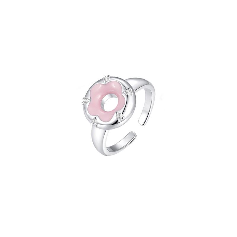 

Pink Cherry Blossom Color Dopamine Open Ring Women S High Sense Fashion Niche Design Chain Cold Wind Adjustable opening
