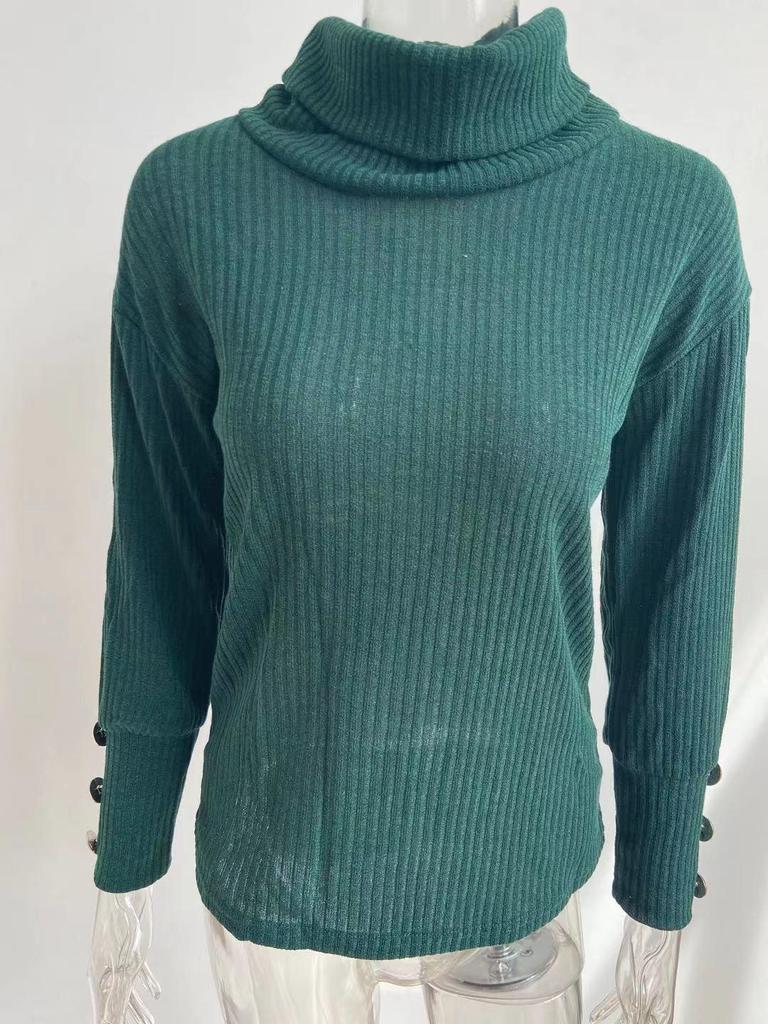 Felpa con cappuccio in maglia tinta unita a collo alto da donna Autunno/Inverno 2024