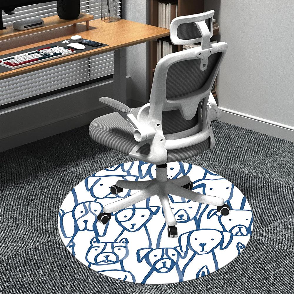 

1pc Puppy Office Round Area Rug, Indoor Mat Suitable ForOffice, Under Office Chairs Bedroom Living Room Home Decor, Room Deco 087 80cm by 80cm