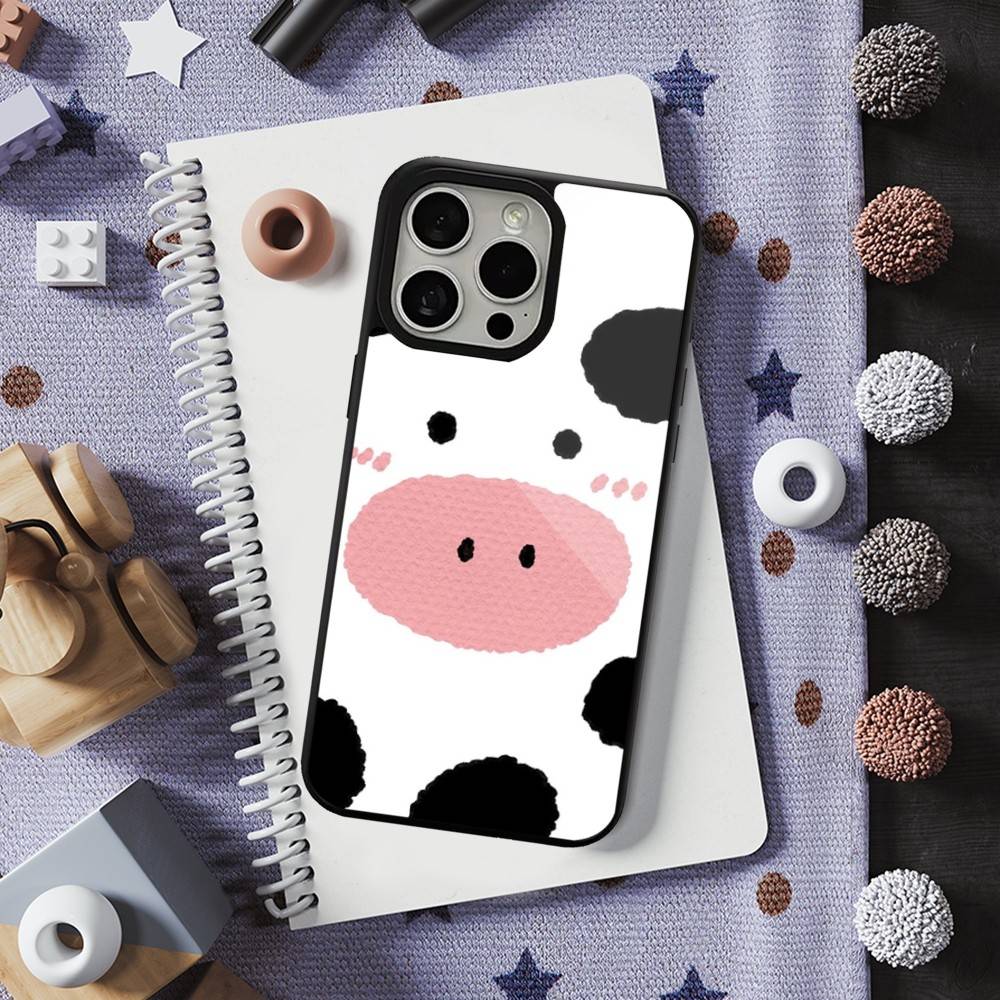 Cute Cartoon Print Cow For iPhone 12,14,11,15,13,16,17,For Magsafe,Plus,Mini, Pro,Max,Magnetic Wireless Charging Case