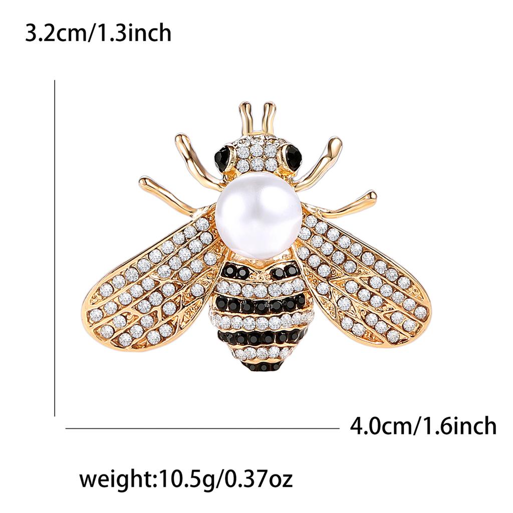 Fashion Alloy Rhinestone Pearl Bee Brooch Cartoon Fashion Ladies Suit Cardigan Corsage Ornament Pin