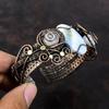 Owyhee Blue Opal Cuff Bracelet Rainbow Moonstone Bangle Copper Wire Wrapped Cuff Bracelet Handmade Adjustable Bangle Gemstone Copper Jewelry