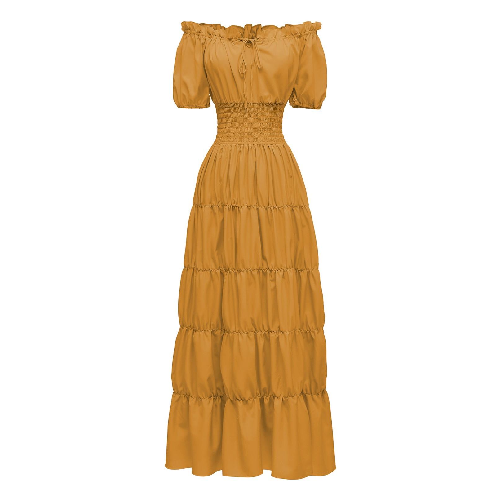 

Платье для женщин, сценический костюм на Хэллоуин, COS, ретро, ​​однотонное платье с поясом, вечернее, вечернее, длинное платье XXL имбирный