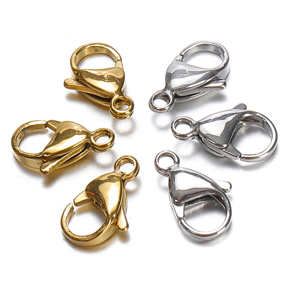 20pcs 9-15mm Stainless Steel Lobster Clasps for Bracelet Necklace Gold Color Chain Claw Connectors DIY Jewelry Making