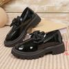 Fashion Fashion Bowknot Penny Loafers for Women 2025 New Patent Leather Slip On Casual Shoes Woman Thick Sole Non Slip Black Work Shoes