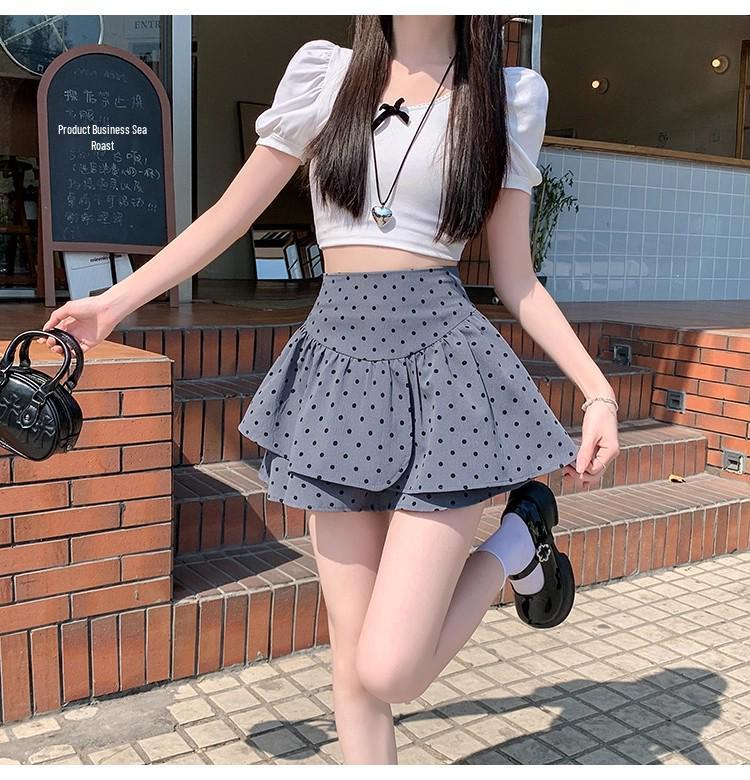 Women's High-Waist Polka Dot A-Line Cake Skirt – Summer 2025 Style, Fluffy & Short