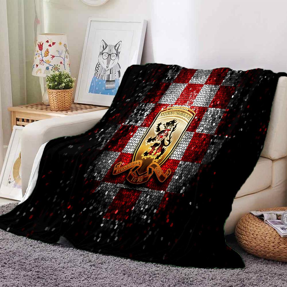 Football Club Middlesbrough Flannel Blanket, Soft Polyester, Modern Design, All-Season for Camping, Travel, Gifts for Holidays or Birthdays