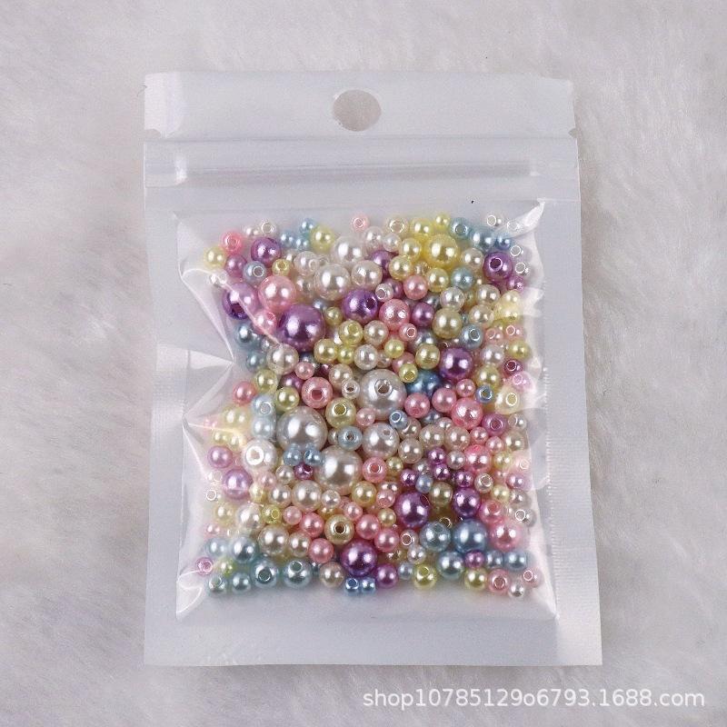 3-8mm Straight Hole Round ABS Imitation Pearl Multicolors Round Acrylic Beads Loose Beads for DIY Craft Scrapbook Decoration
