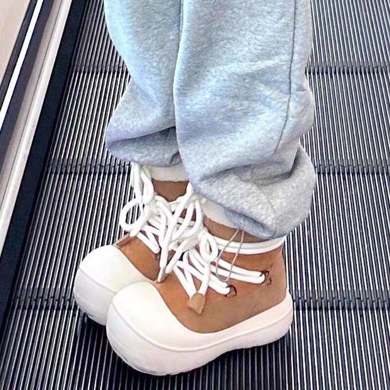 2025 autumn and winter new thin belt beaded round head warm and velvet versatile sports thick-soled non-slip women's snow boots