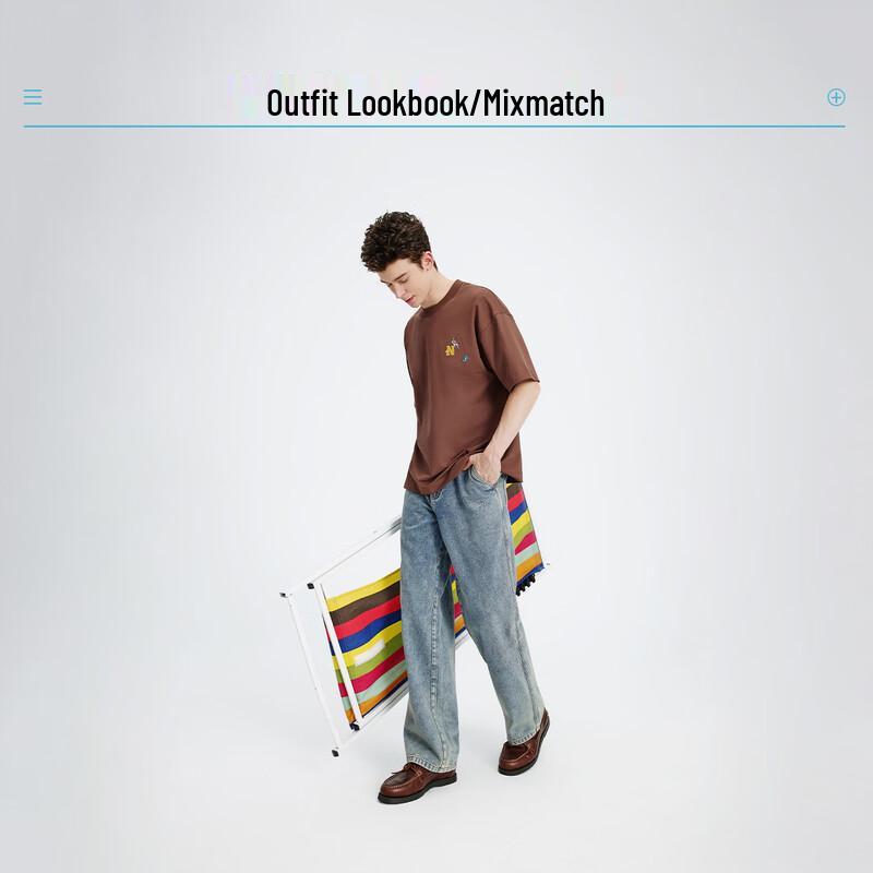 NVG·YOUNG Men's Vintage Wash Loose Straight-Leg Jeans