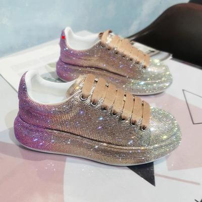 Autumn Women Platform Shoes Crystal Colo Silver Shoes for Women Shining Crystal Sneakers Trend Casual Luxury Rhinestone Shoes