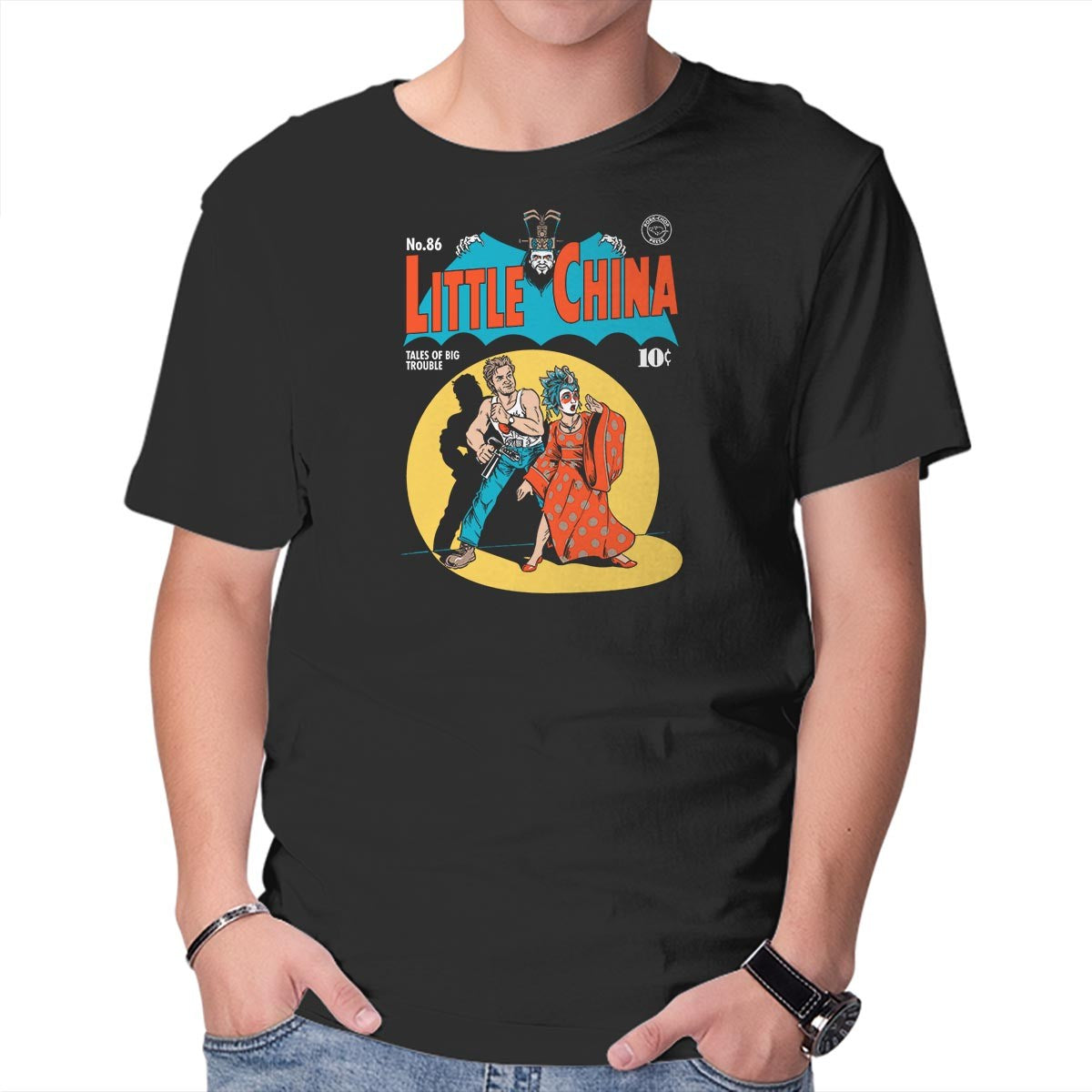 Unisex Crew Neck T-Shirt Little China Comic Graphic Short Sleeve Casual Tee L
