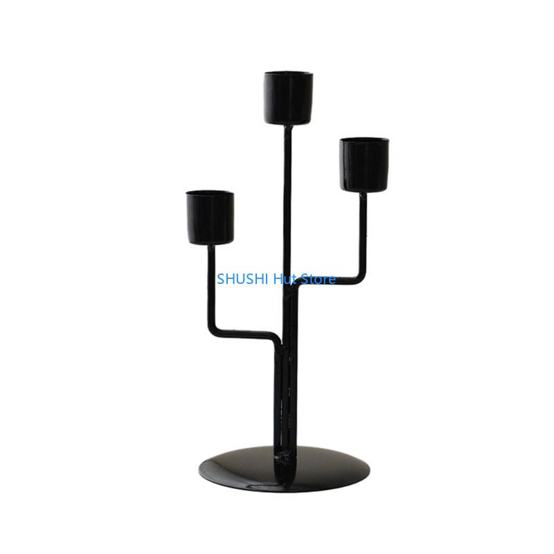 Nordic Styles Vintage Metal Iron Holder Decorative Stand Candlestick for Wedding Dining Table Centerpiece D57B