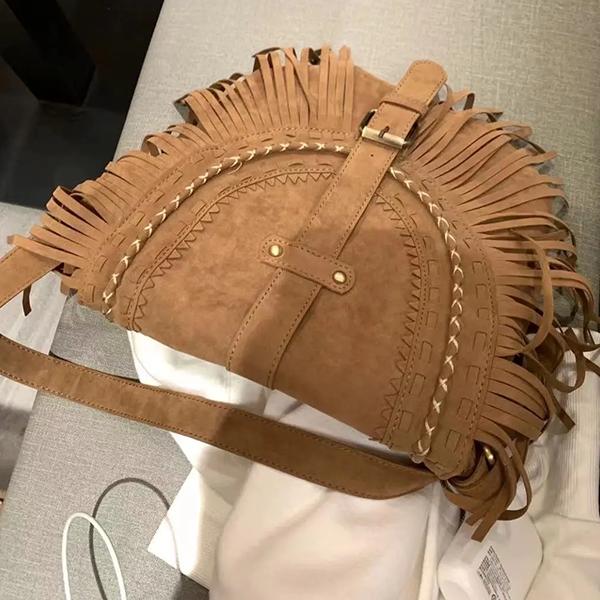 

WTEMPO Ретро Женские Сумки на Одно Плечо с Кисточками в Стиле Майяр, Элегантные Модные Замшевые Сумки для Покупок, Путешествий, Мессенджеры 1pc хаки