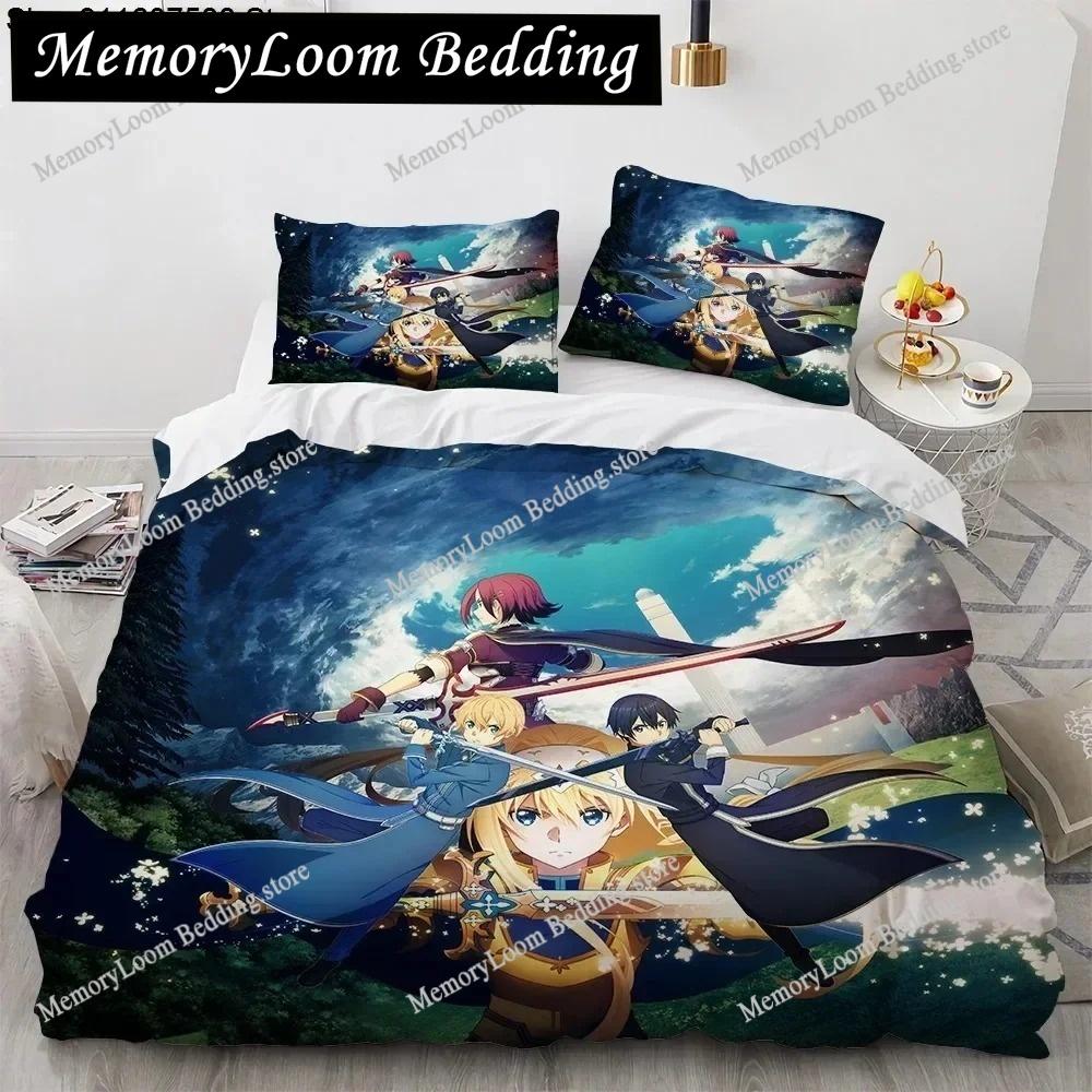 Sword Art Online Bedding Set Anime Duvet Covers King Queen Double Twin Size Adults Bed Linens Single Double Size Bedding Set