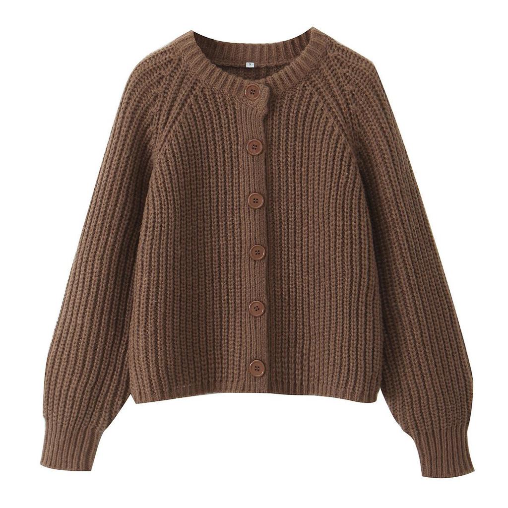 Women's 2024 Autumn Bubble Sleeve Knit Cardigan - Euro-America Style