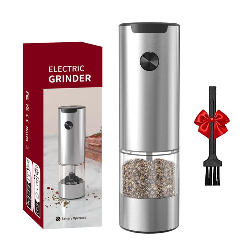 Electric Salt And Pepper Grinder Stainless Steel Automatic Pepper Grinder Adjustable Coarseness Refillable Mills Battery Powered