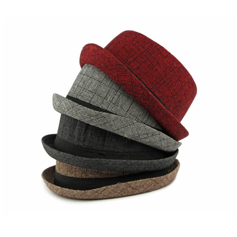 Herbst Winter Hut Herren Britischer Retro Jazzhut Melone Klassischer Karohut