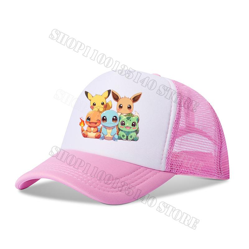 Pokemons Baseball Cap Anime Cartoon Printed Sunshade Peaked Caps Kids Adult Summer Breathable Sunhat Cute Boys Girls Mesh Hats
