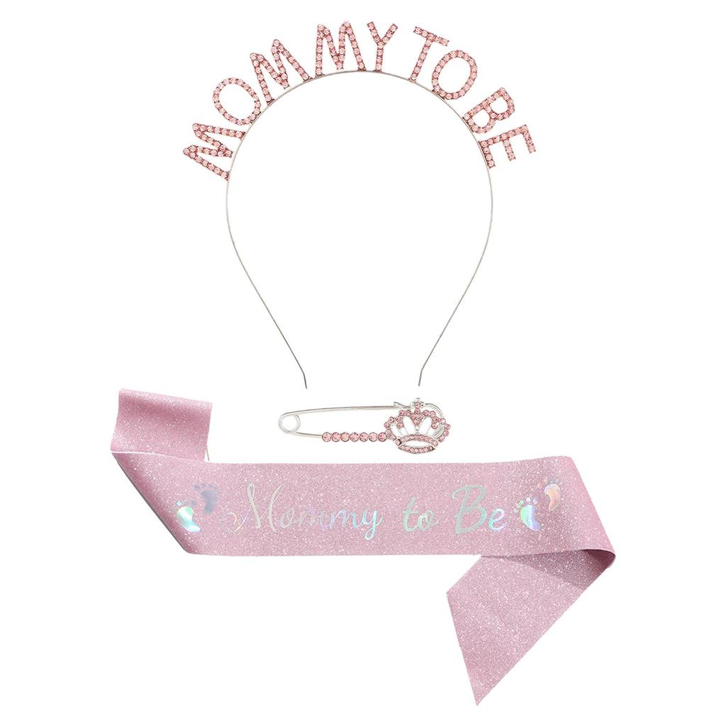 Mommy To Be Sash Set Tiara Rhinestone Crown Satin Sash Mum To Be Sash for Celebration Birthday Party Supplies Gender Reveal
