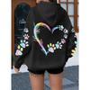 Heart Dog Paw Printed Hoodies Women Casual Fashion All Match Hoody Warm New Pullovers Trend Hooded Sweatshirts