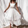 Summer Elegant Sexy White Dress For Women Fashion Sexy Lace Hollow Out Bridemaid Long Dress Ladies Holiday Wedding Maxi Dress