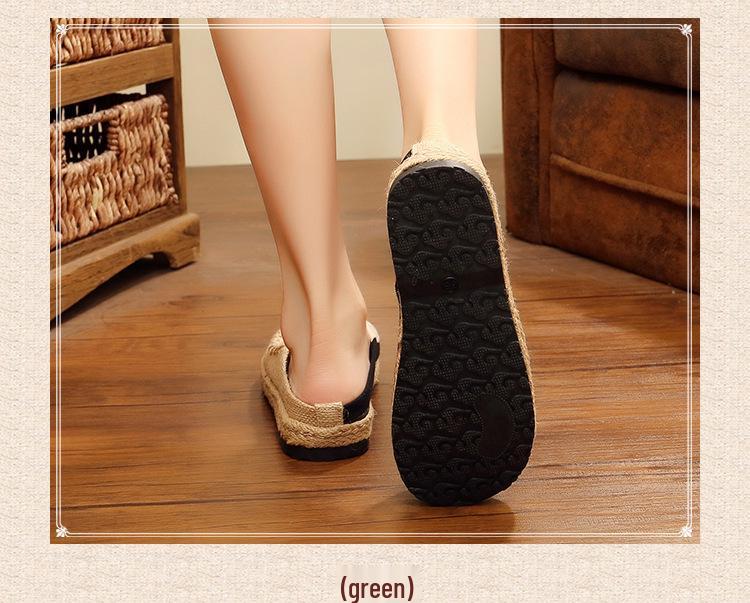 Peking Opera Face Embroidery Espadrilles - Handmade Linen Mori Girl Shoes