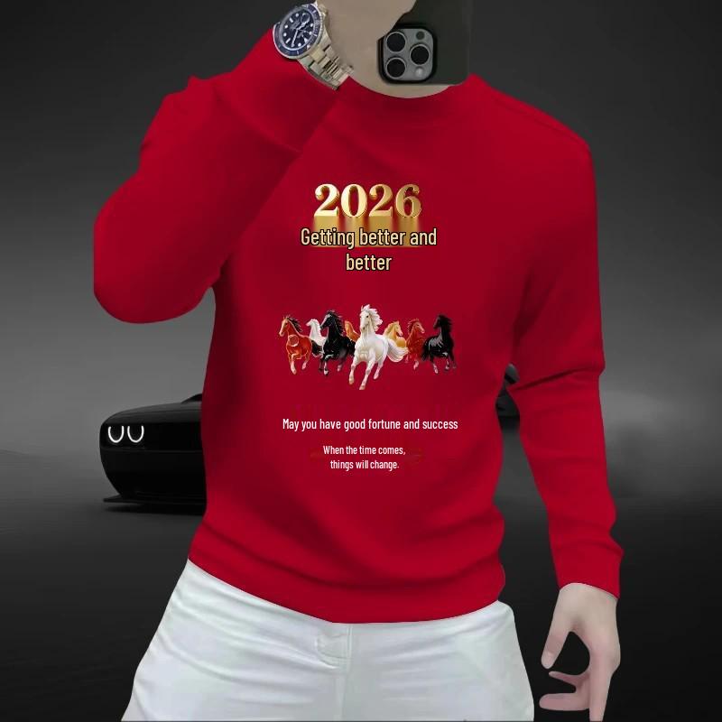 Custom Trendy Men s Printed Heavyweight Round Neck Hoodie - Casual Autumn Streetwear. L