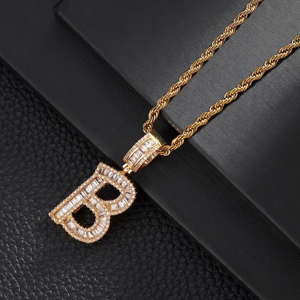 26 English Letters Pendant Necklace Copper Inlaid Zircon Versatile Jewelry Necklace