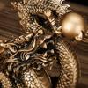 Harz Glücksdrachen Skulptur Statue Chinesisches Maskottchen Tamron Ornamente Heimdekorationszubehör Goldfarbe und antikes Kupfer