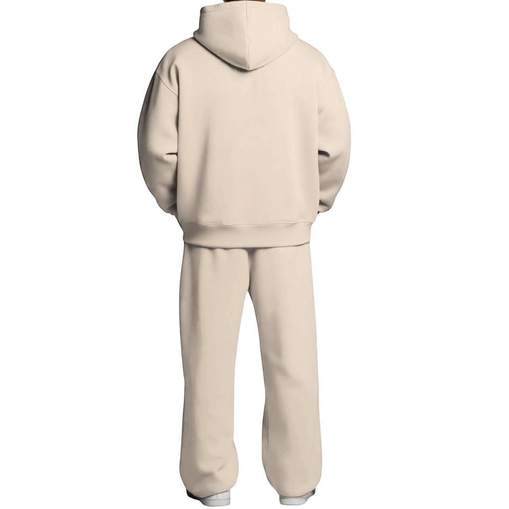 Completo casual da uomo con felpa con cappuccio a strati e pantaloni cargo con elastico in vita