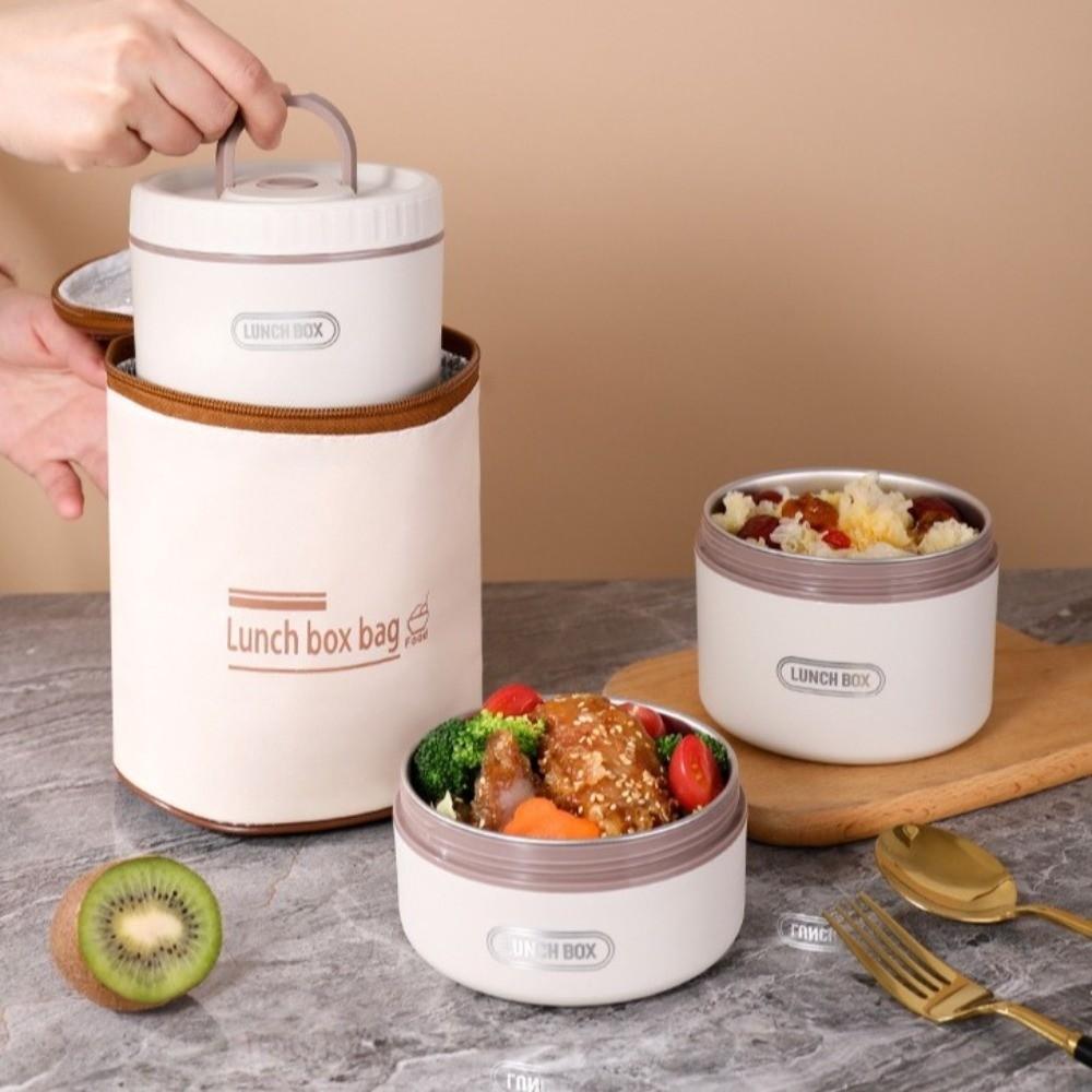 Round Shape Stainless Steel Lunch Box Practical Thermal Lunch Container Outdoor Picnic Box Camping